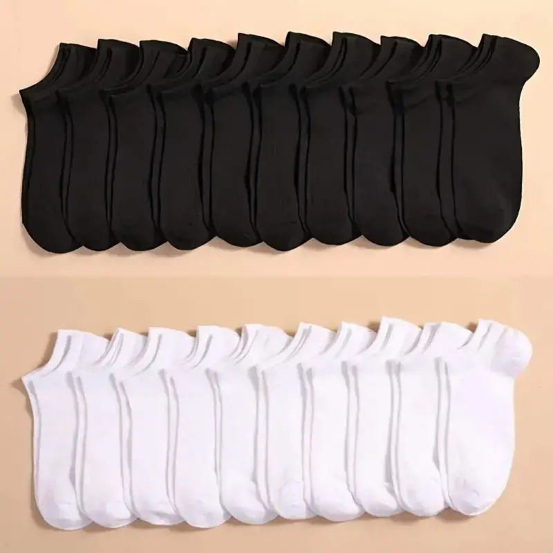 Ankle Sock Low Cut - 10 Pares de Meias Invisíveis Pretas