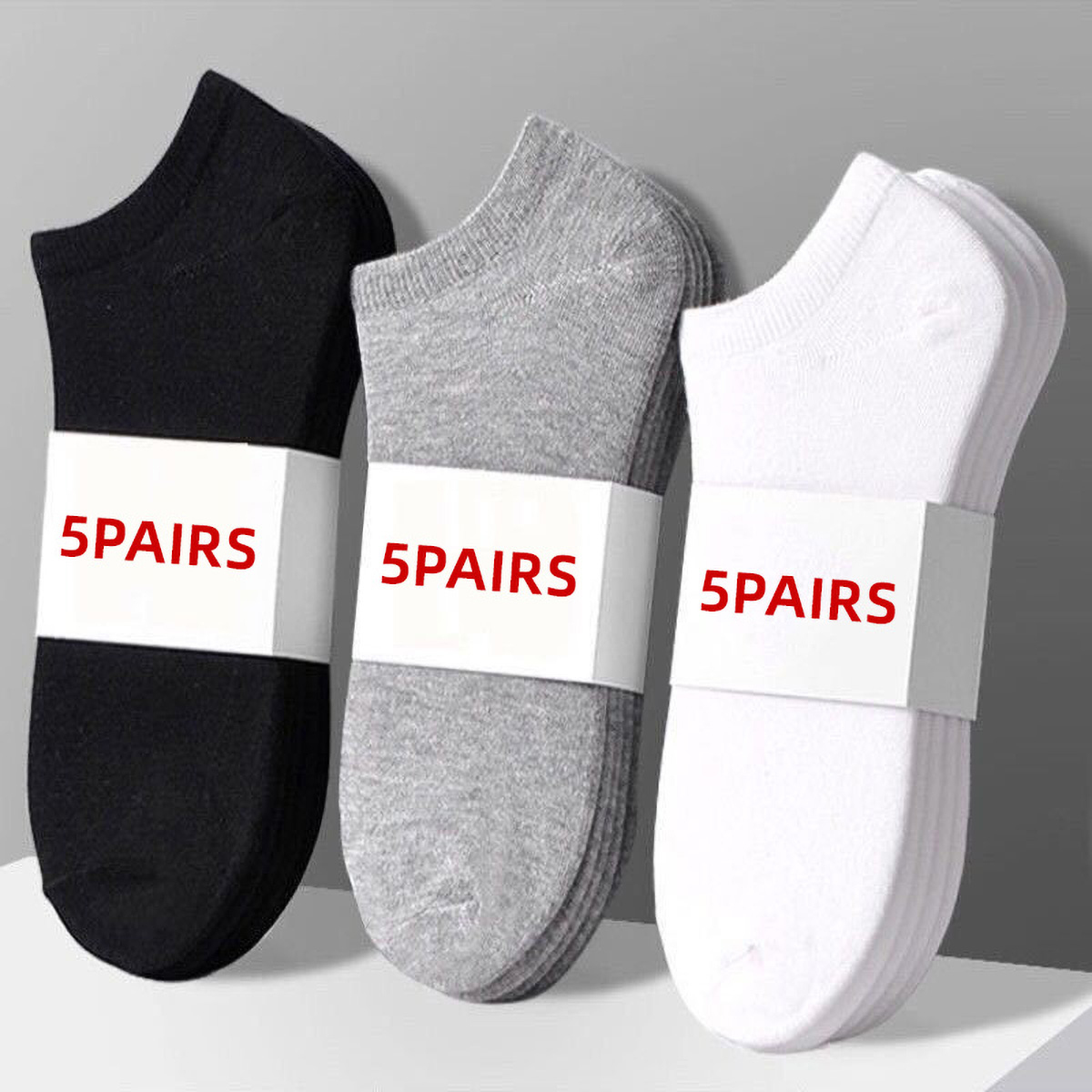 Ankle Sock Low Cut - 5 pares unissex casual cor lisa