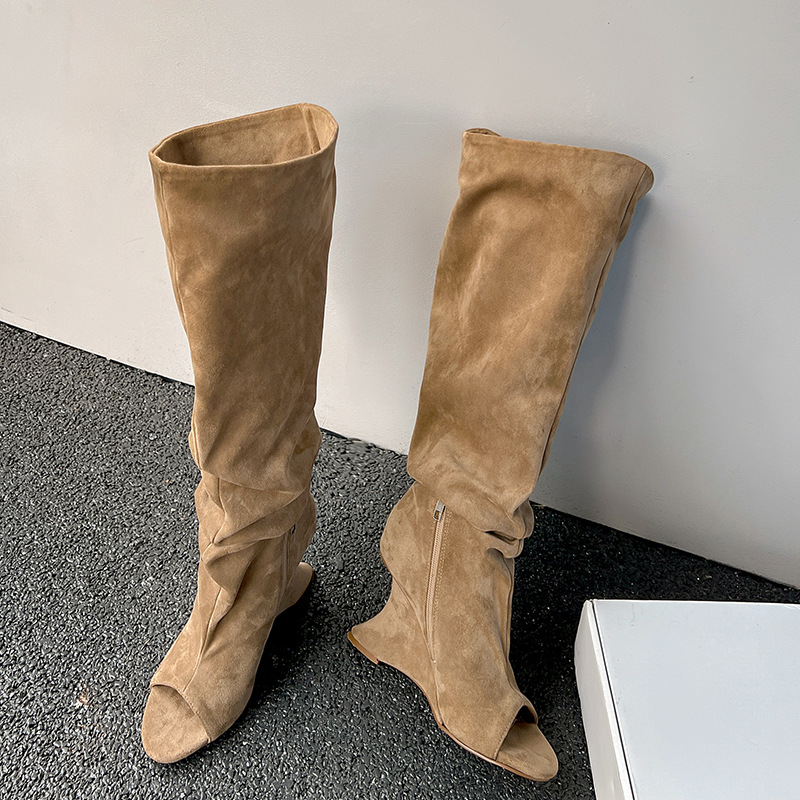 Boot Sock Slouchy - Aiykazysdl estranho cunha salto peep toe