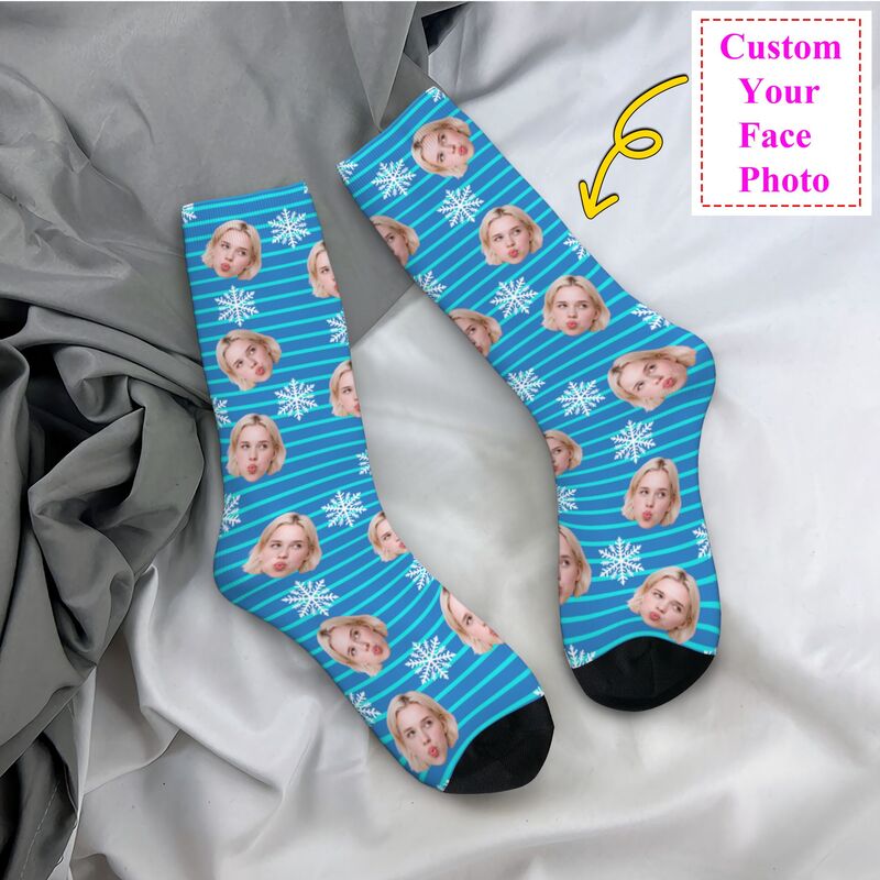 Dress Sock Men - Natal rosto foto personalizado masculino feminino